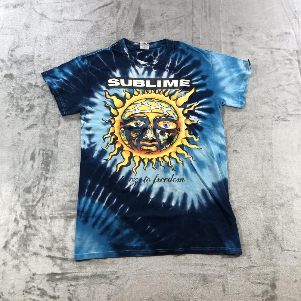 Sublime Shirt Mens Small Blue Tie Dye 40oz to Freedom Graphic Band Rock Gildan